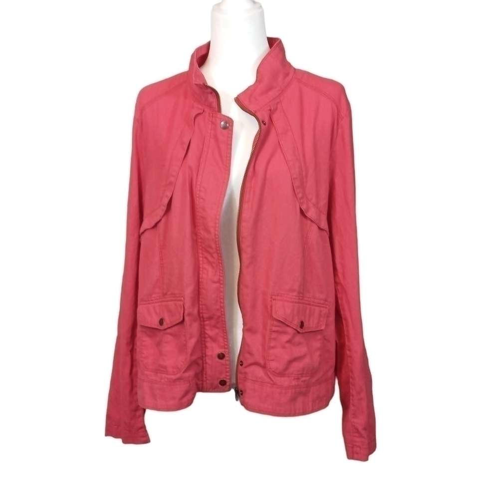 Maurices linen cotton blend zip up coral colored jacket Plus size 2X